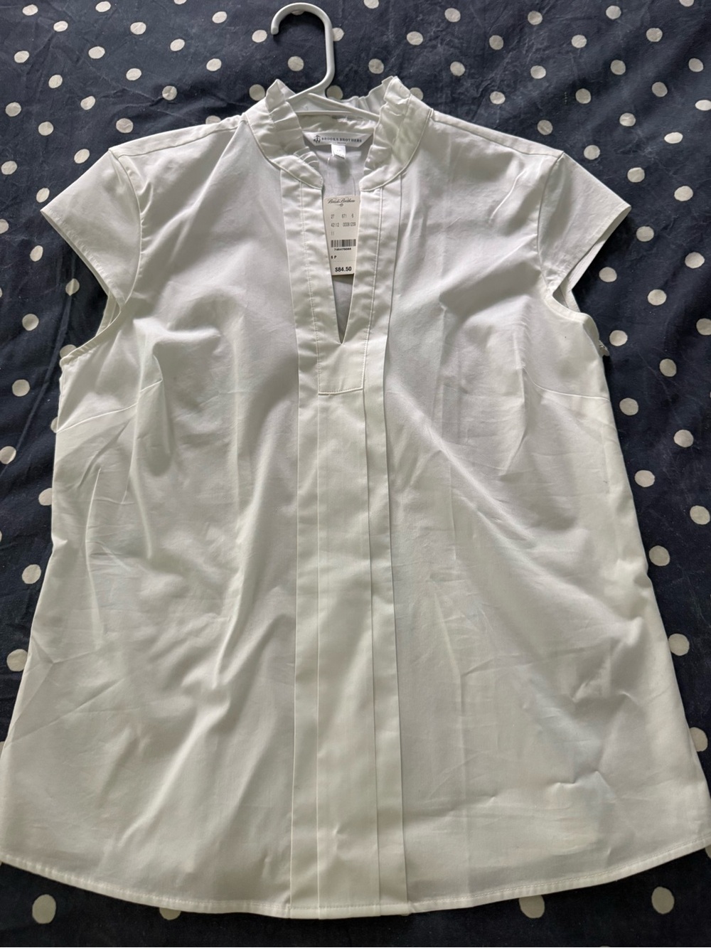 NWT Brooks Brothers white ruffle blouse 6P